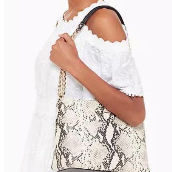 kate spade Handbags - Emerson Snake Lorie cement black Kate spade emboss